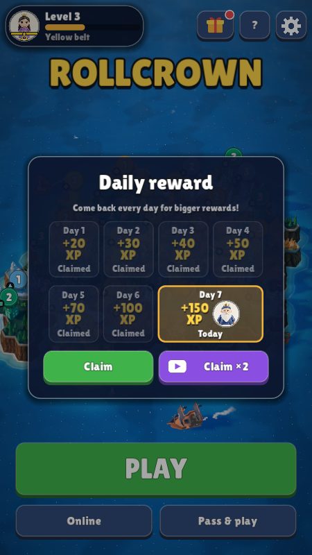 Daily reward calendar